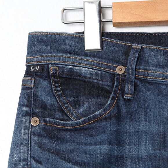 COH Citizens of Humanity DANI Cropped Straight Leg Jeans Raw Hem Dark Blue Denim - Picture 12 of 13
